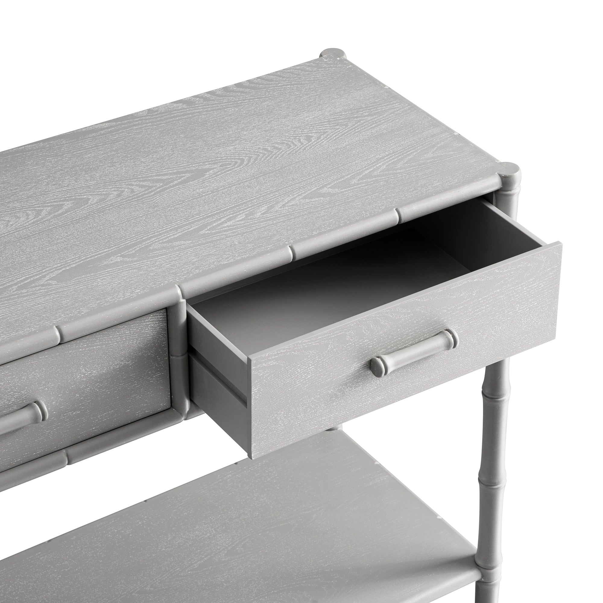 Elstowe Faux Bamboo 2-Drawer Console Table, Warm Grey
