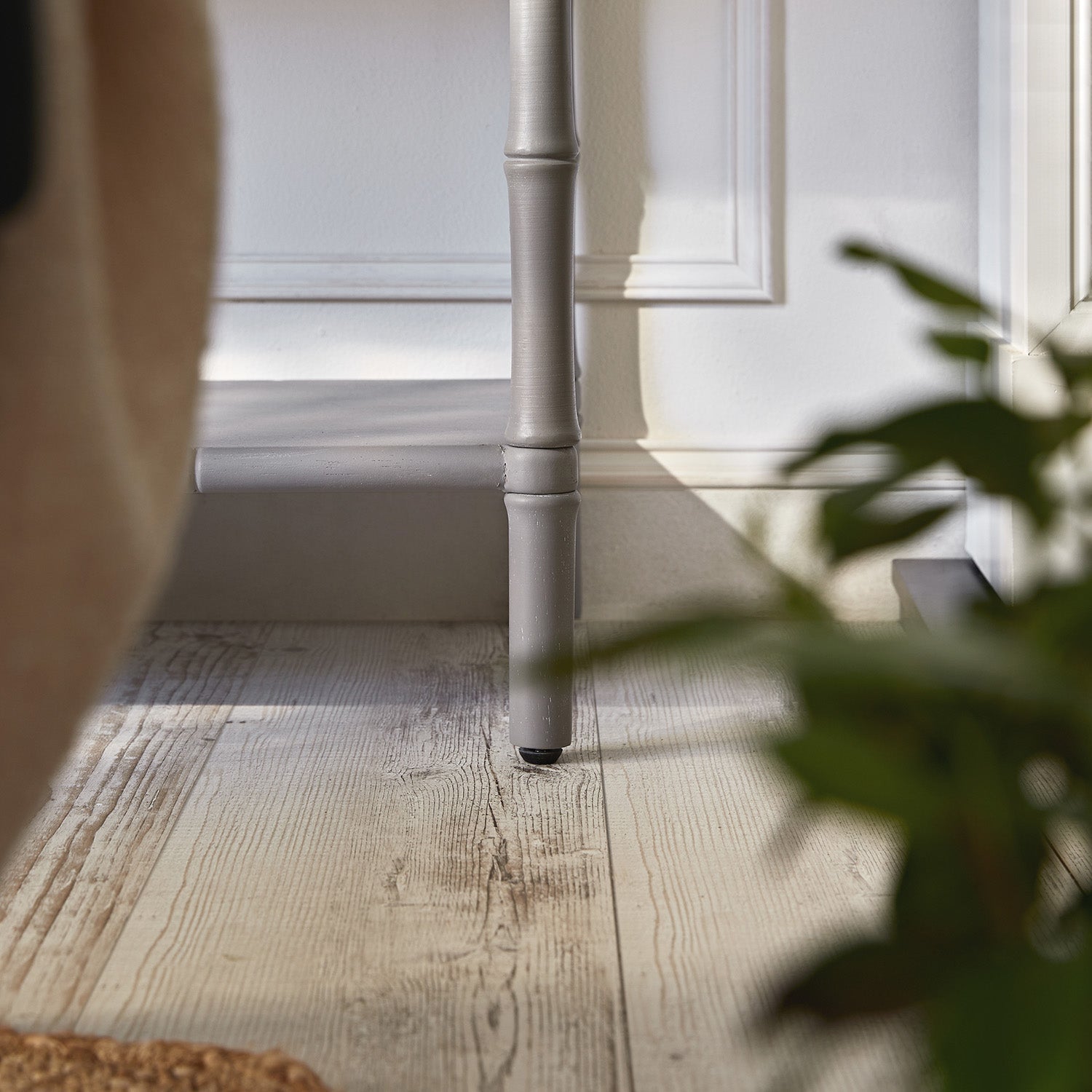 Elstowe Faux Bamboo 2-Drawer Console Table, Warm Grey