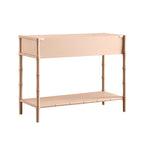 Elstowe Faux Bamboo 2-Drawer Console Table, Nude Pink