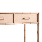Elstowe Faux Bamboo 2-Drawer Console Table, Nude Pink