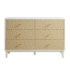 Bianca Chip Carved 6 Drawer Chest, Sand Beige & Ivory