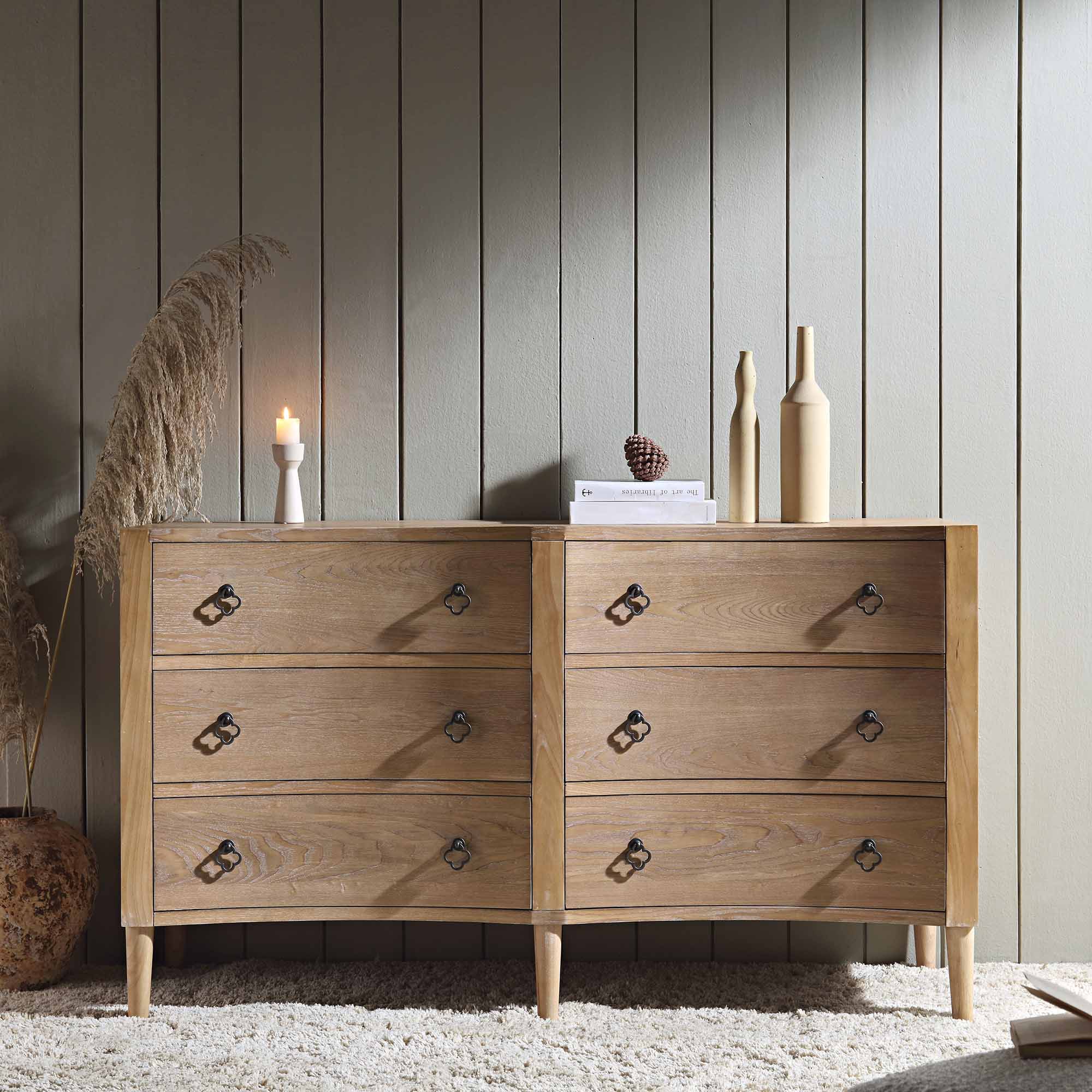 Thalia Concave Double Chest of Drawers, Natural