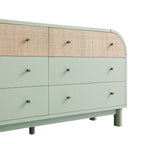 Maude Chest of 6 Drawers, Muted Pistachio Ash with Raffia