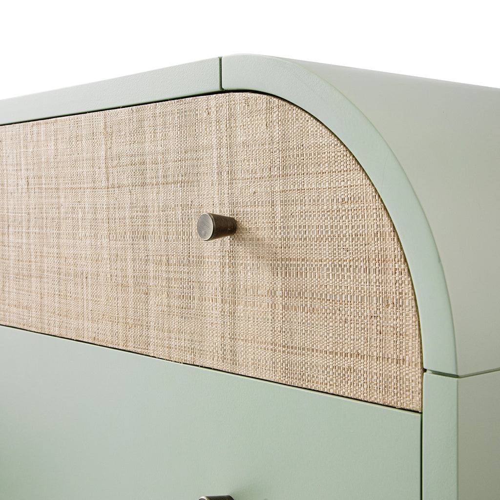 Maude Chest of 6 Drawers, Muted Pistachio Ash with Raffia