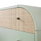 Maude Chest of 6 Drawers, Muted Pistachio Ash with Raffia