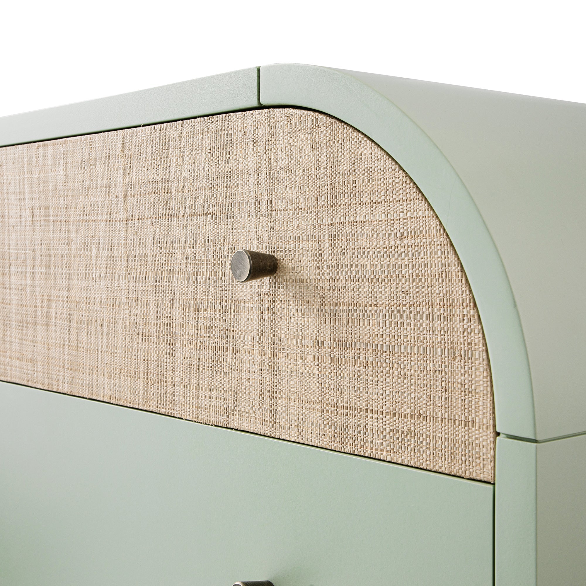 Maude Chest of 6 Drawers, Muted Pistachio Ash with Raffia