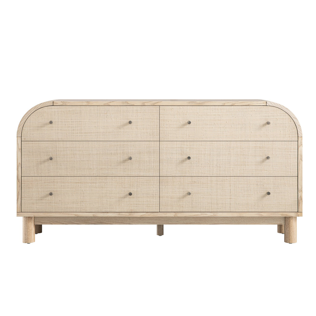 Maude Chest of 6 Drawers, Natural Ash with Raffia
