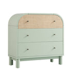 Maude Chest of 3 Drawers, Muted Pistachio Ash with Raffia