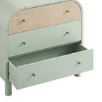 Maude Chest of 3 Drawers, Muted Pistachio Ash with Raffia