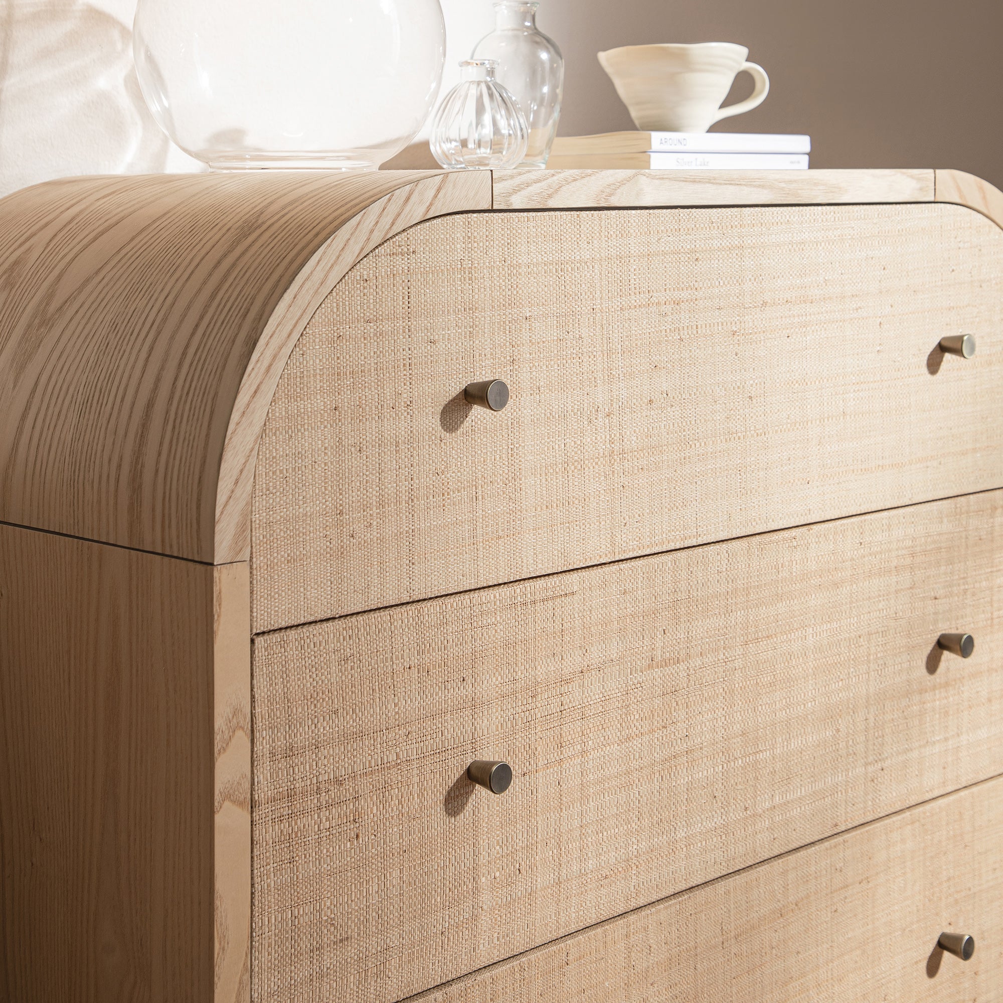 Maude Chest of 3 Drawers, Natural Ash with Raffia