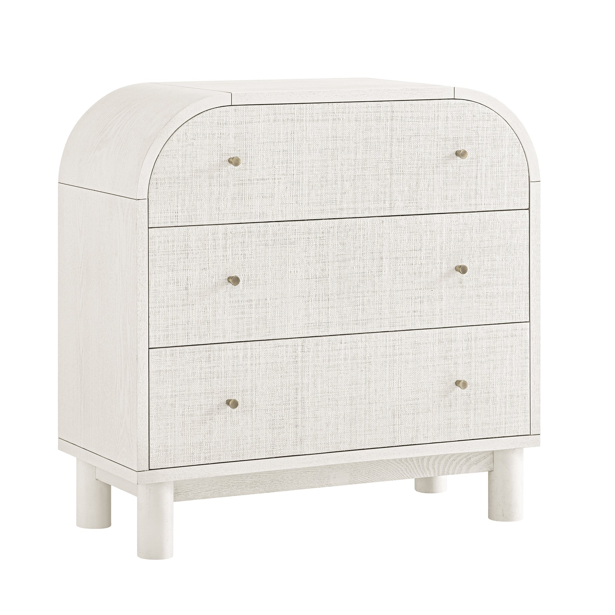 Maude Chest of 3 Drawers, Washed White Ash with Raffia