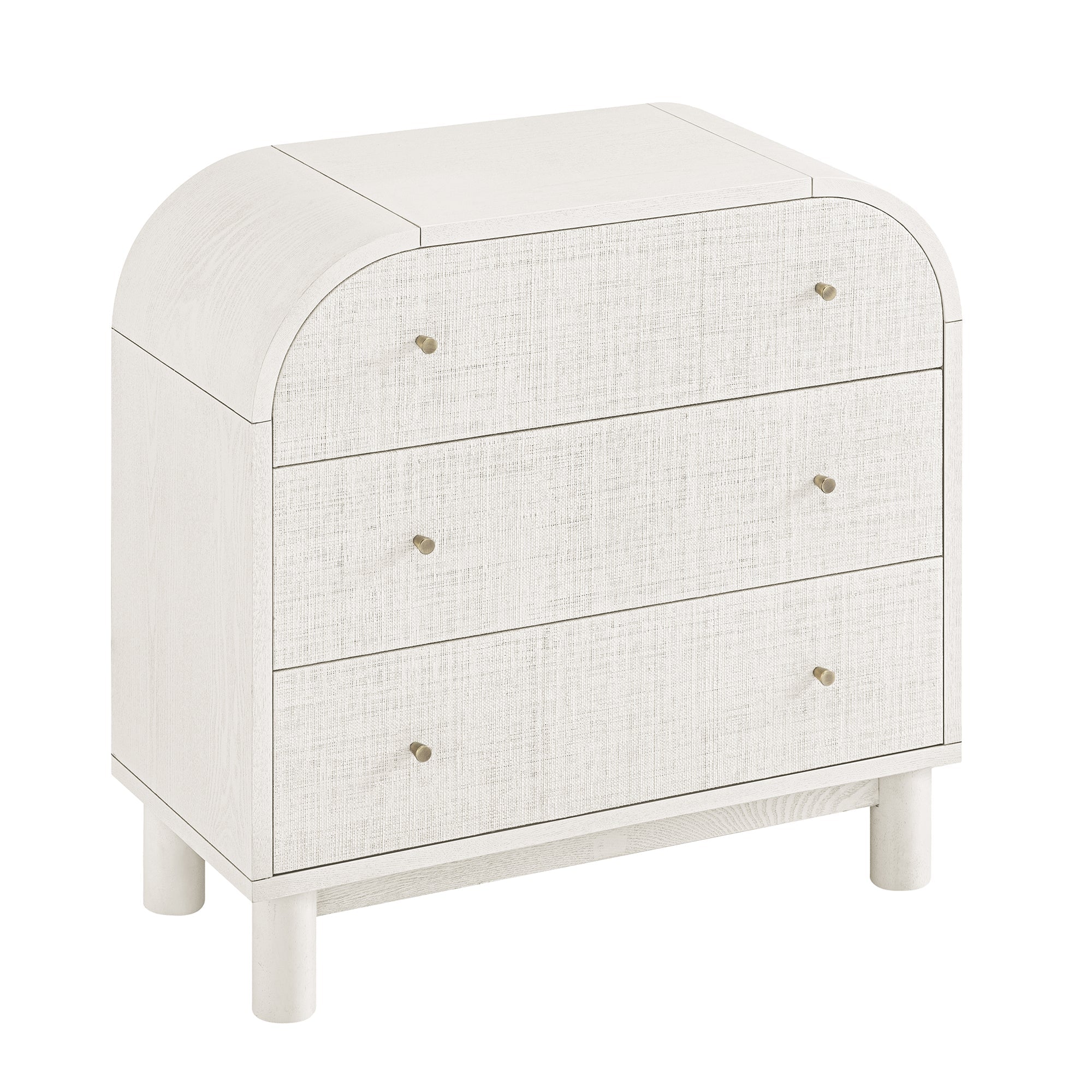 Maude Chest of 3 Drawers, Washed White Ash with Raffia