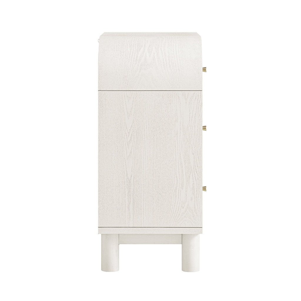 Maude Chest of 3 Drawers, Washed White Ash with Raffia