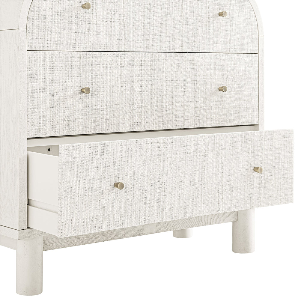 Maude Chest of 3 Drawers, Washed White Ash with Raffia