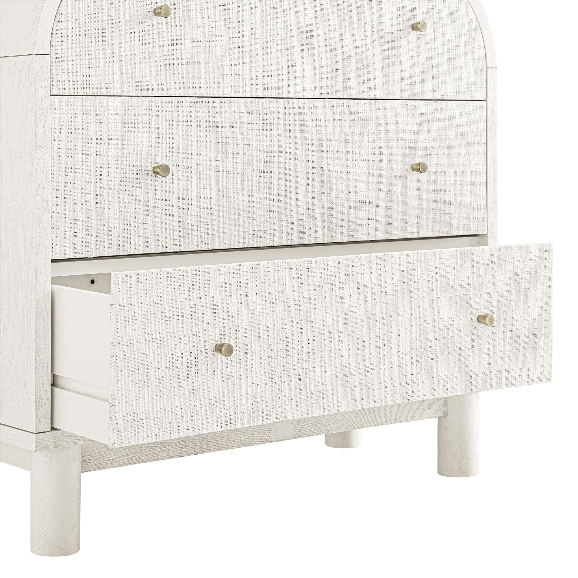 Maude Chest of 3 Drawers, Washed White Ash with Raffia