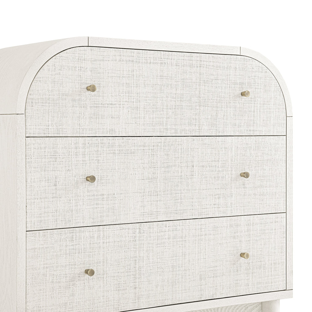 Maude Chest of 3 Drawers, Washed White Ash with Raffia