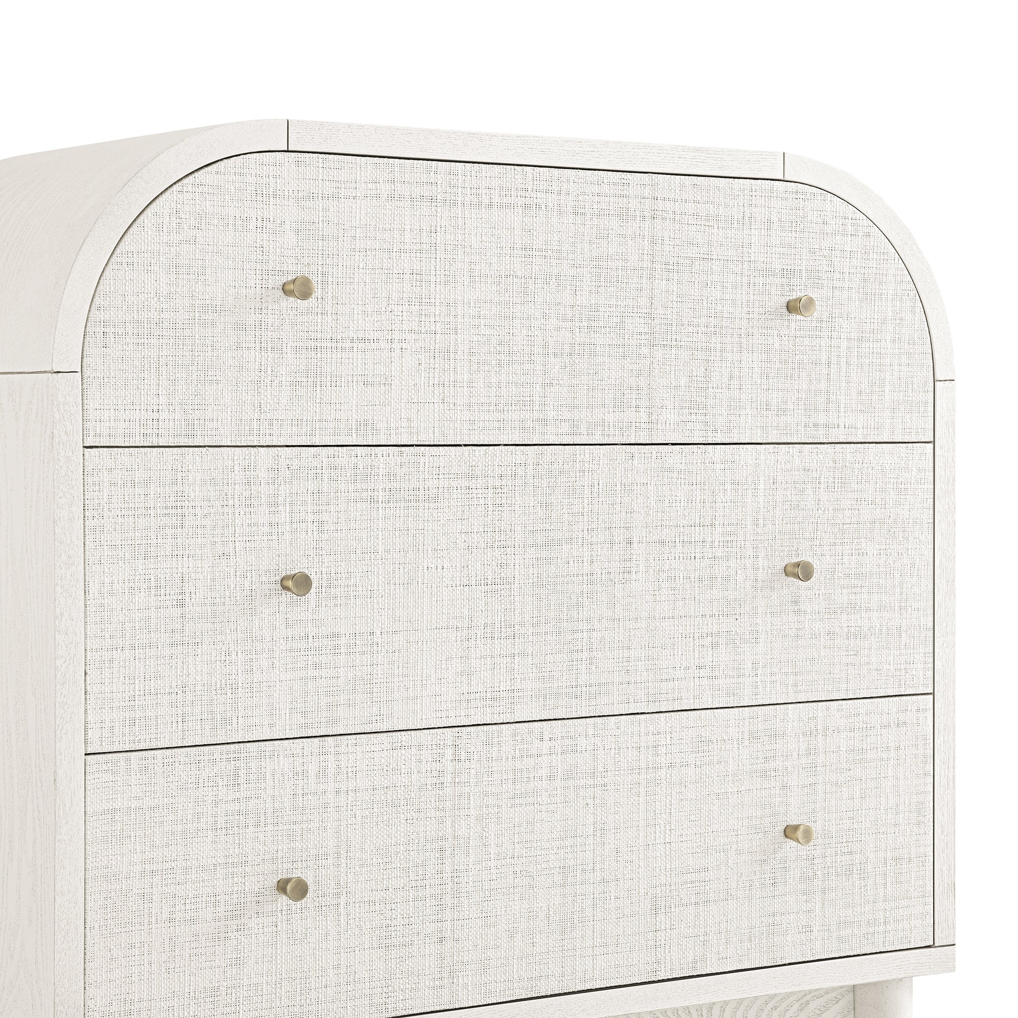 Maude Chest of 3 Drawers, Washed White Ash with Raffia