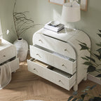 Maude Chest of 3 Drawers, Washed White Ash with Raffia