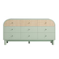 Maude 9 Drawer Chest, Muted Pistachio Ash with Raffia