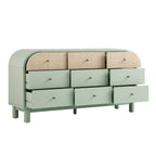 Maude 9 Drawer Chest, Muted Pistachio Ash with Raffia