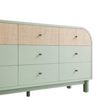 Maude 9 Drawer Chest, Muted Pistachio Ash with Raffia