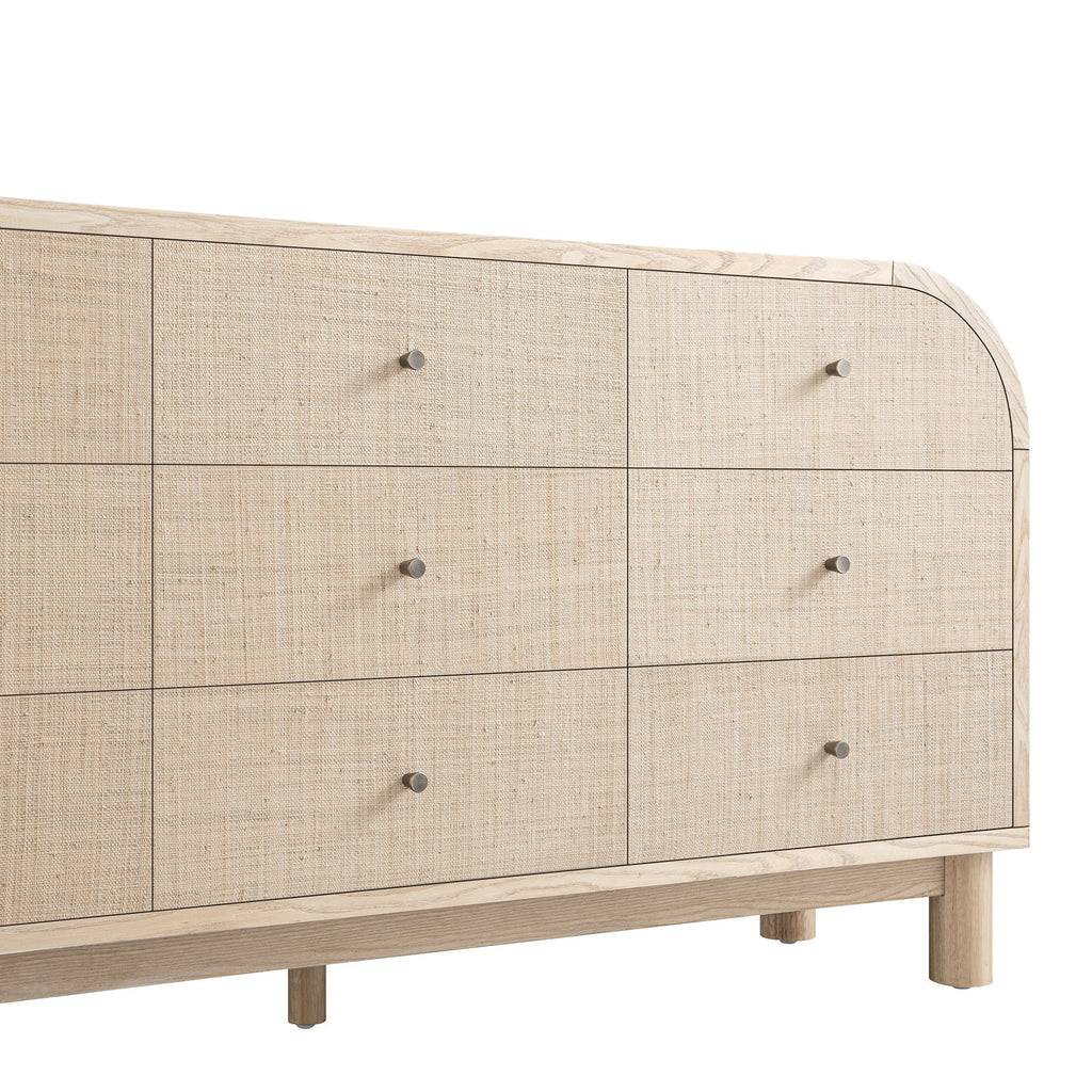 Maude 9 Drawer Chest, Natural Ash with Raffia