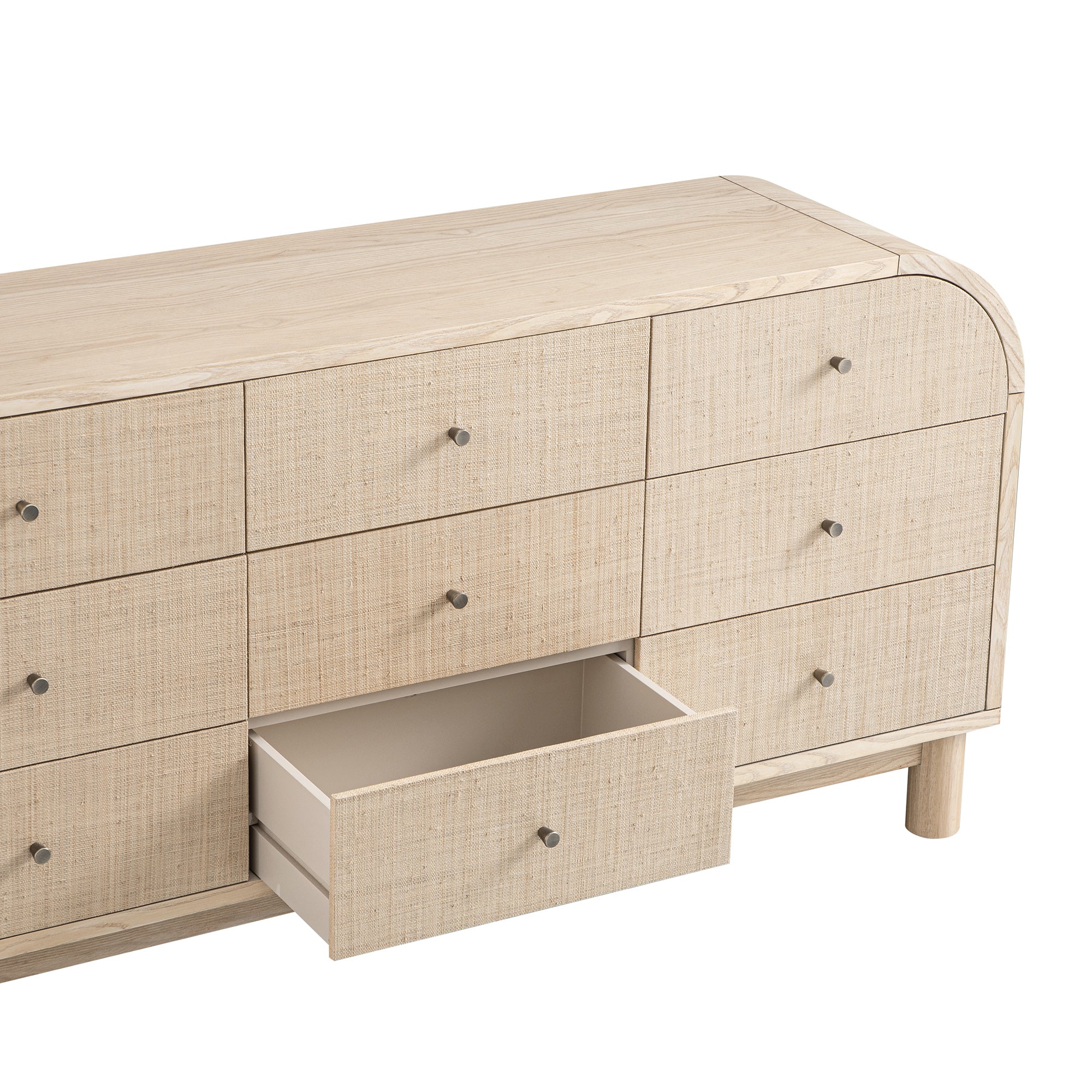 Maude 9 Drawer Chest, Natural Ash with Raffia