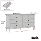 Chantilly Mid Grey Carved Wide 6 Drawer Chest