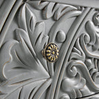 Chantilly Mid Grey Carved Wide 6 Drawer Chest