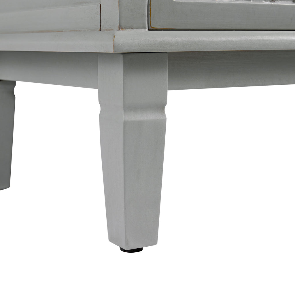 Chantilly Mid Grey Carved Wide 6 Drawer Chest