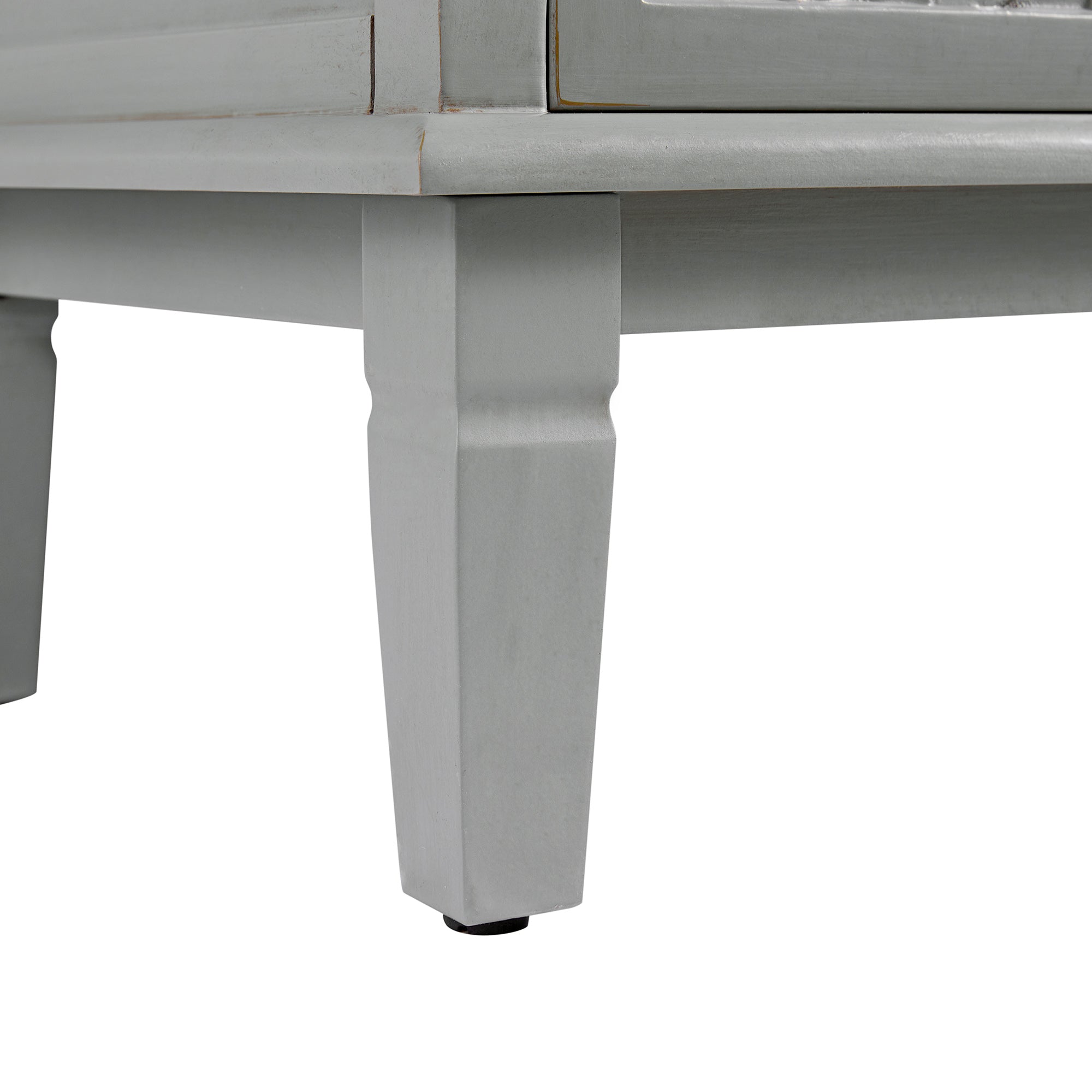 Chantilly Mid Grey Carved Wide 6 Drawer Chest