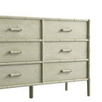 Elstowe Faux Bamboo 6-Drawer Chest, Sage Green