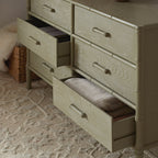 Elstowe Faux Bamboo 6-Drawer Chest, Sage Green