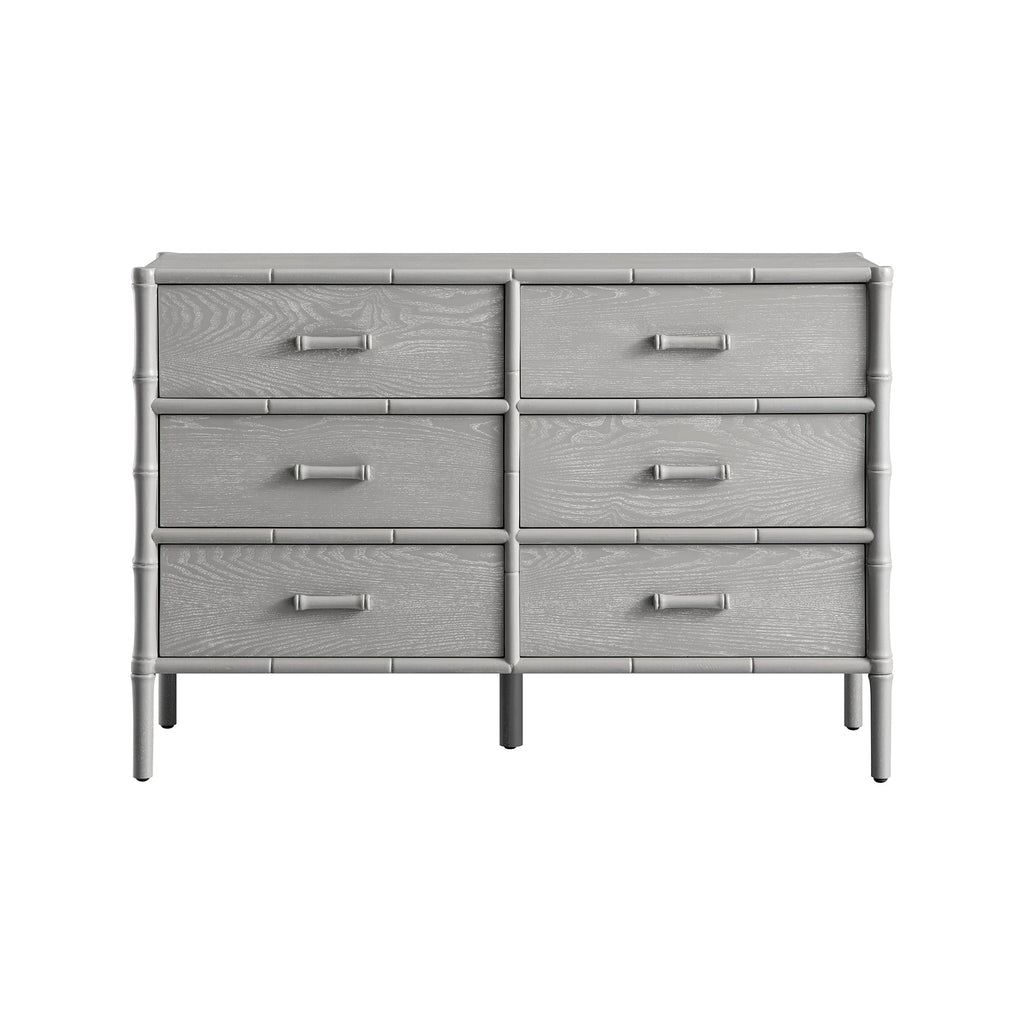 Elstowe Faux Bamboo 6-Drawer Chest, Warm Grey