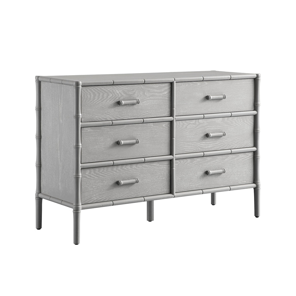 Elstowe Faux Bamboo 6-Drawer Chest, Warm Grey
