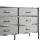 Elstowe Faux Bamboo 6-Drawer Chest, Warm Grey