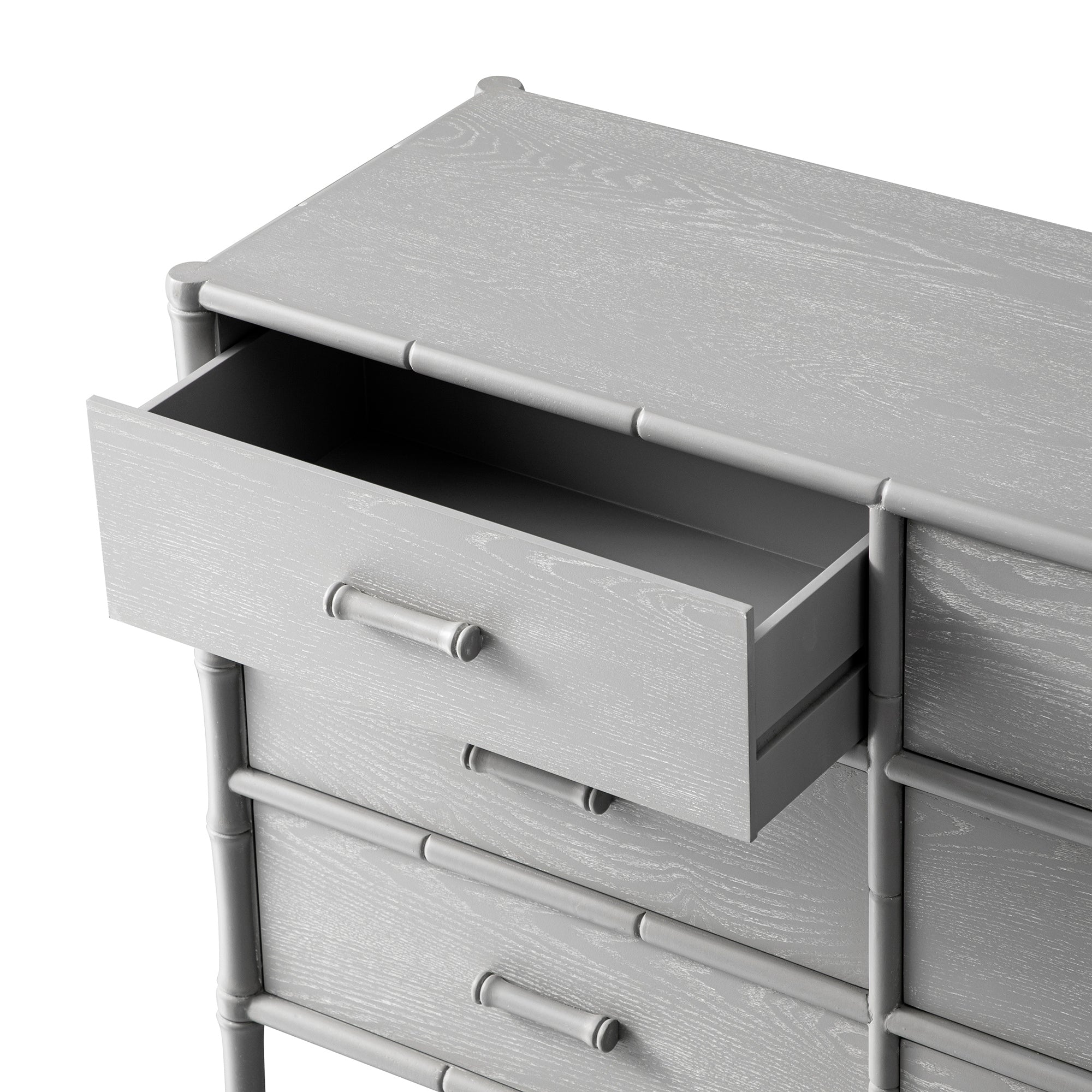 Elstowe Faux Bamboo 6-Drawer Chest, Warm Grey