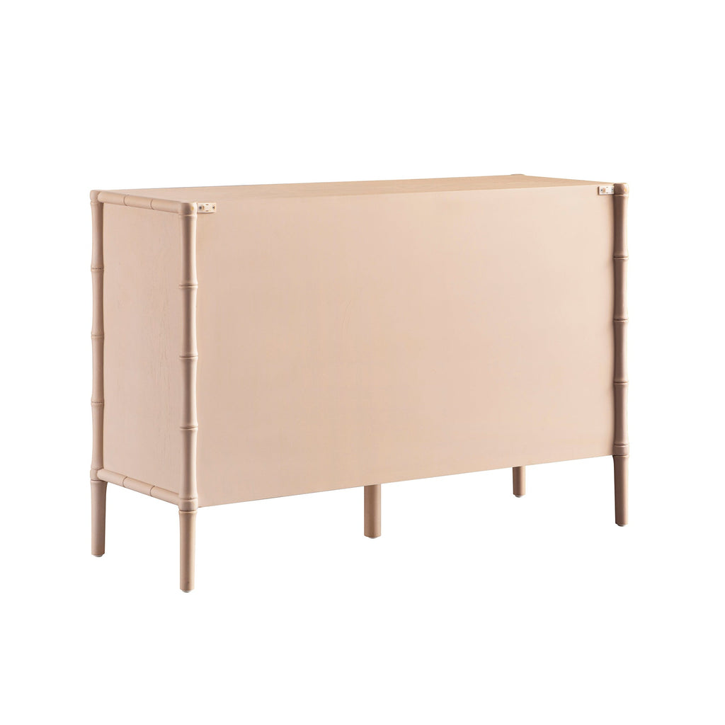 Elstowe Faux Bamboo 6-Drawer Chest, Nude Pink