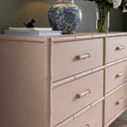 Elstowe Faux Bamboo 6-Drawer Chest, Nude Pink