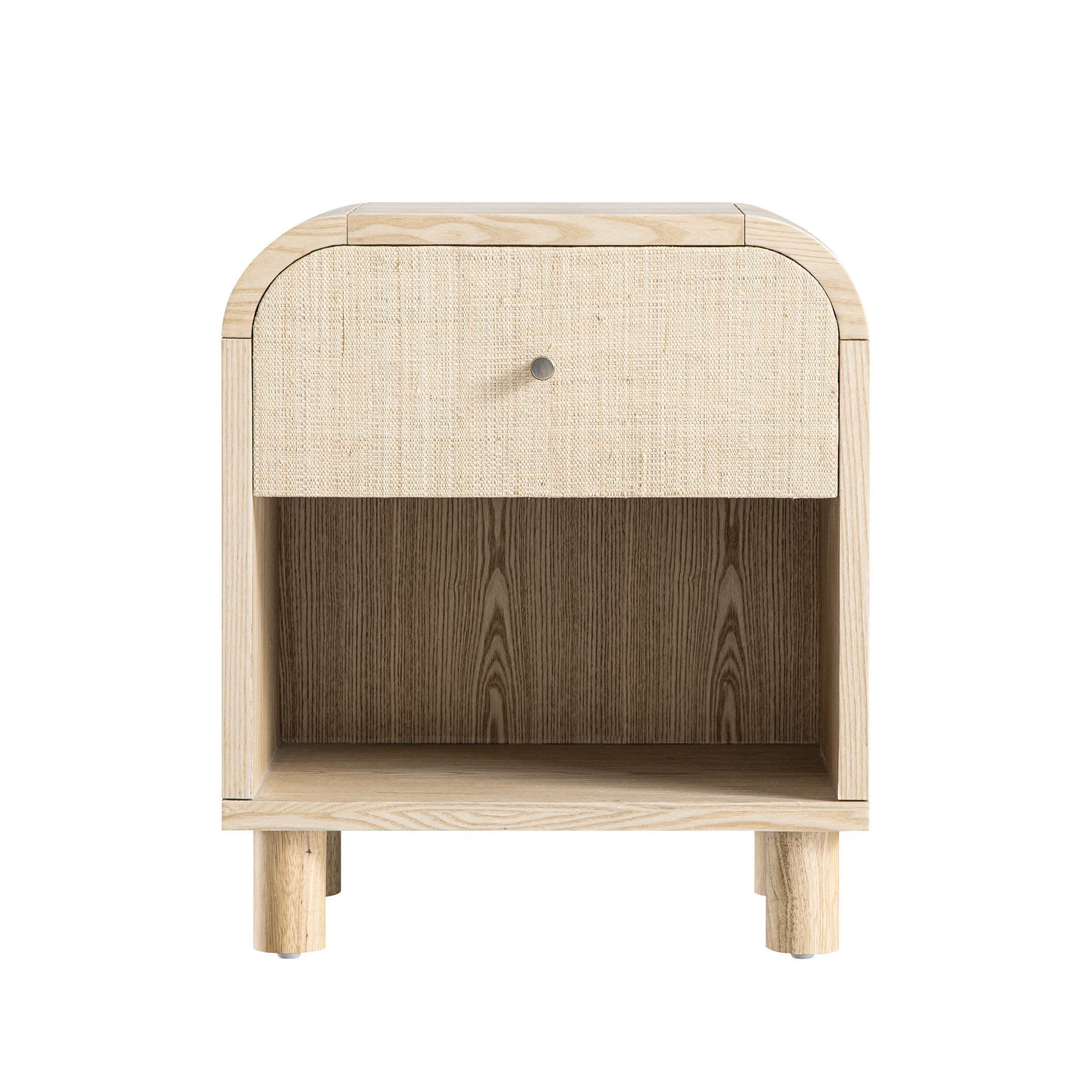 Maude 1 Drawer Bedside Table, Natural Ash with Raffia