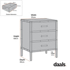 Elstowe Faux Bamboo 3-Drawer Bedside Table, Nude Pink