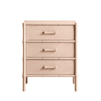 Elstowe Faux Bamboo 3-Drawer Bedside Table, Nude Pink