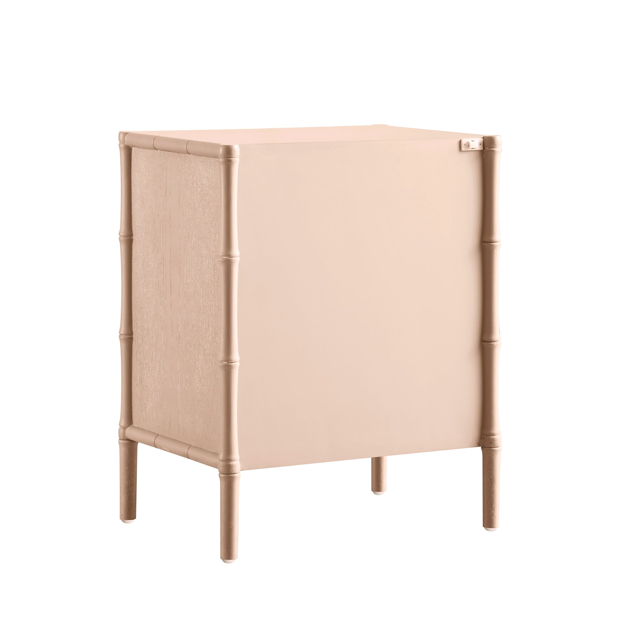 Elstowe Faux Bamboo 3-Drawer Bedside Table, Nude Pink