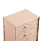 Elstowe Faux Bamboo 3-Drawer Bedside Table, Nude Pink