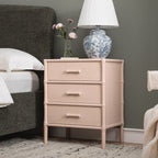 Elstowe Faux Bamboo 3-Drawer Bedside Table, Nude Pink