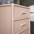 Elstowe Faux Bamboo 3-Drawer Bedside Table, Nude Pink