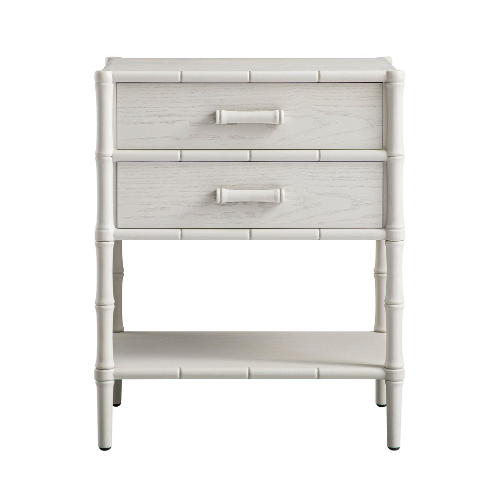 Elstowe Faux Bamboo 2-Drawer Bedside Table, Shaded White