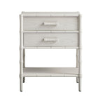 Elstowe Faux Bamboo 2-Drawer Bedside Table, Shaded White