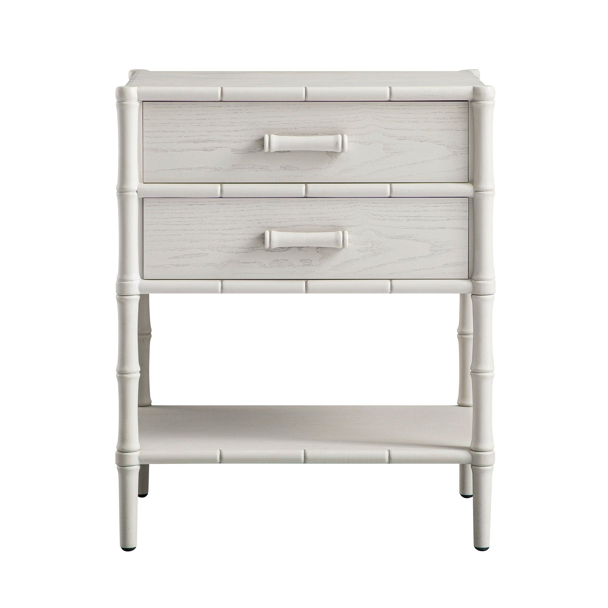Elstowe Faux Bamboo 2-Drawer Bedside Table, Shaded White