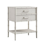 Elstowe Faux Bamboo 2-Drawer Bedside Table, Shaded White